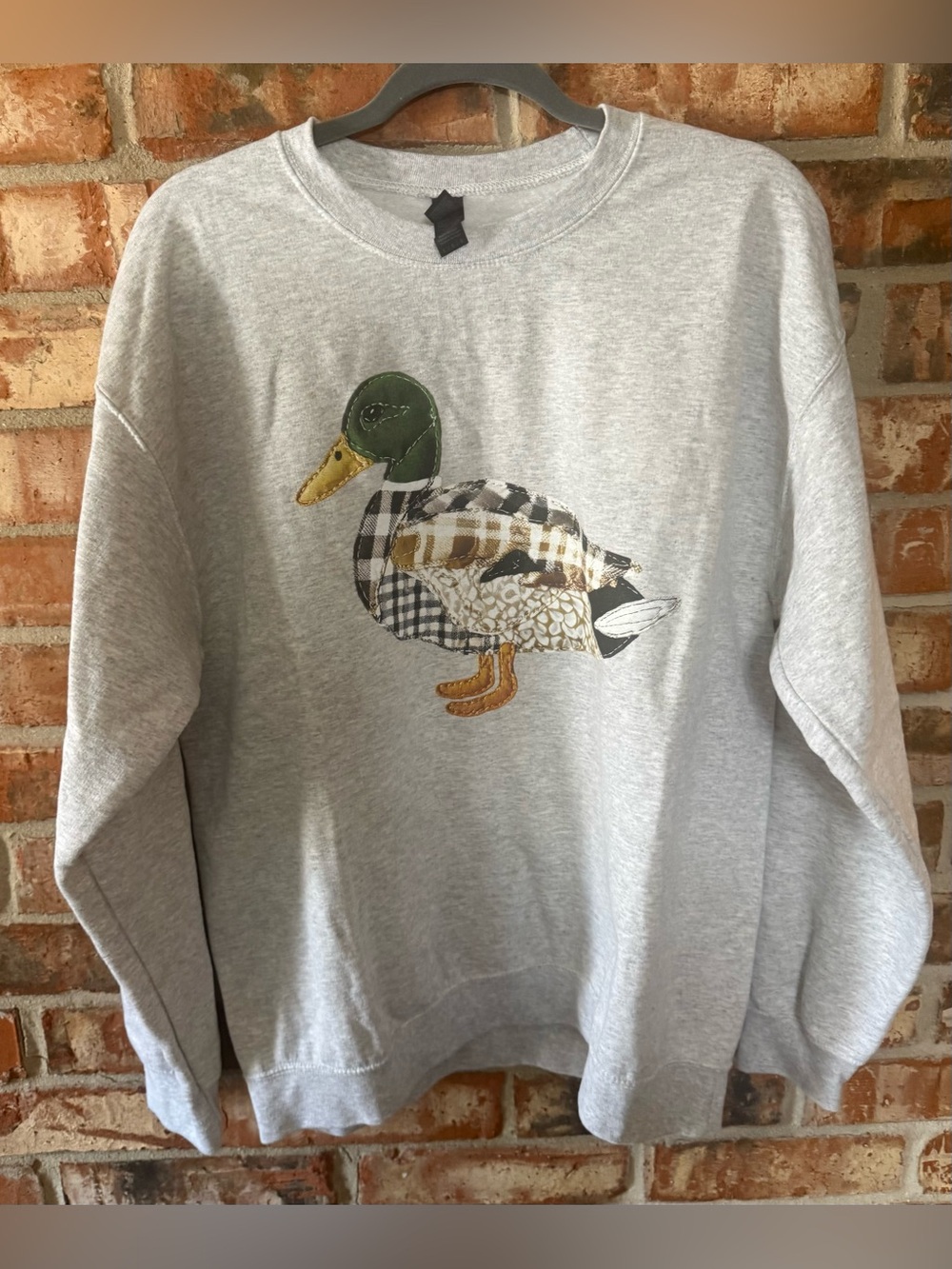 Gildan Light Gray Crewneck Sweater with Mallard Duck Graphic